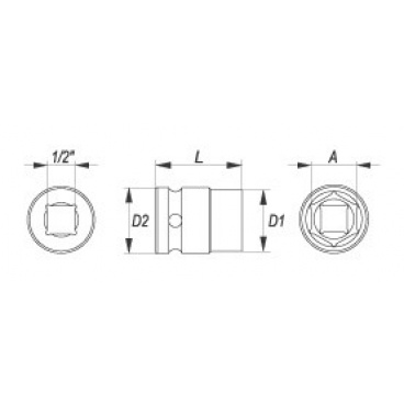 Nástavec 1/2" rázový šestihranný 19 mm CrMo