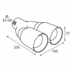Koncovka výfuku Pilot nerez dual 2x77 mm