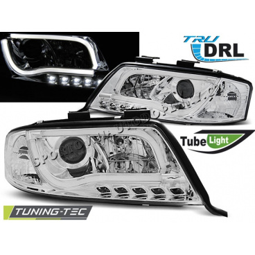 Audi A6 05.1997-05.2001 přední čirá světla Led Tube Lights TRU DRL chrome