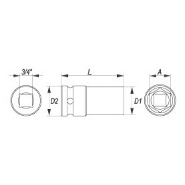 Nástavec 3/4" rázový šestihranný hluboký 46 mm CrMo