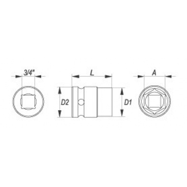 Nástavec 3/4" rázový šestihranný 32 mm CrMo