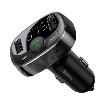 FM vysílač do auta BASEUS 2x USB, Bluetooth - černý