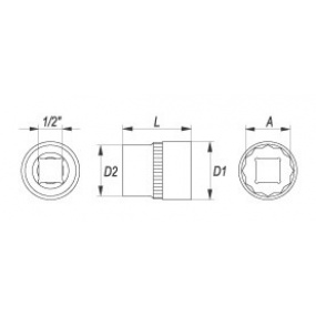 Nástavec 1/2" 15 mm dvanáctihranný