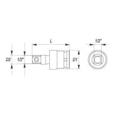 Nástavec 1/2" rázový kloubový 63 mm CrMo